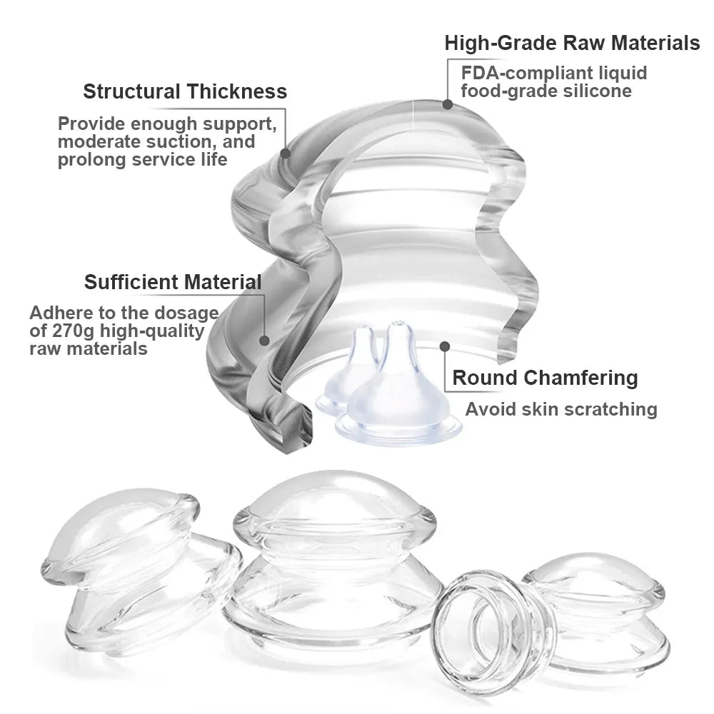 Professional Silicone Cupping Therapy Set for Body and Face - Anti-Cellulite Suction Massage Cups