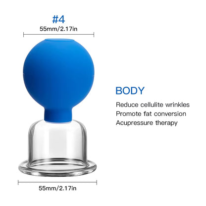 Rubber Anti-Cellulite Suction Cups for Facial Skin Lifting and Vacuum Cupping Massage Therapy