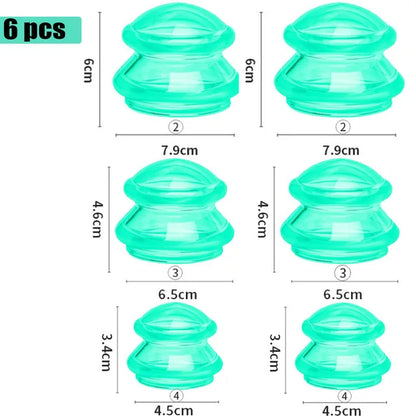Professional Silicone Cupping Therapy Set for Body and Face - Anti-Cellulite Suction Massage Cups