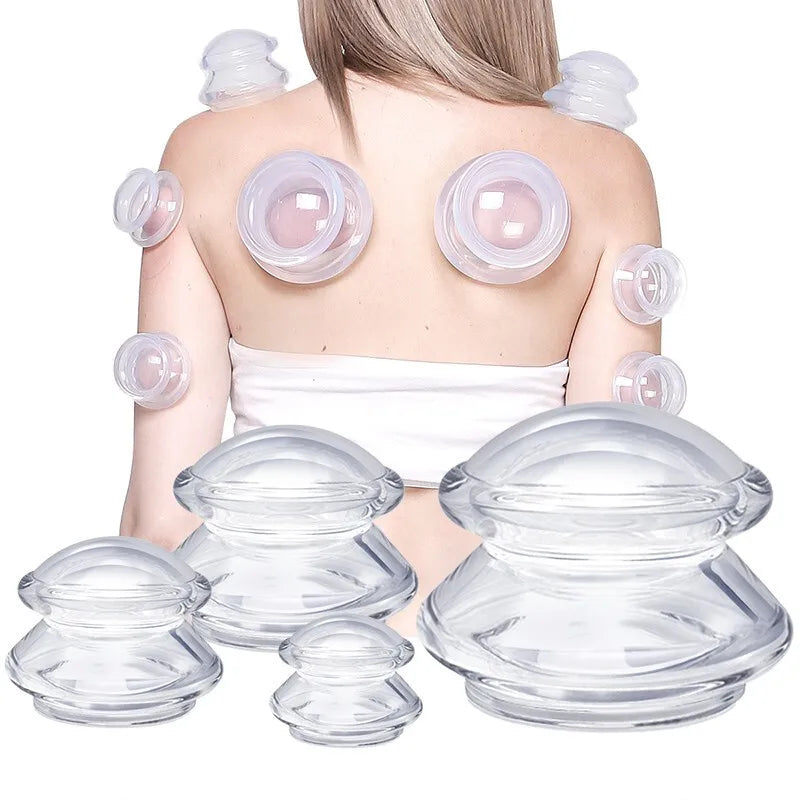 Professional Silicone Cupping Therapy Set for Body and Face - Anti-Cellulite Suction Massage Cups