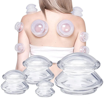 Professional Silicone Cupping Therapy Set for Body and Face - Anti-Cellulite Suction Massage Cups