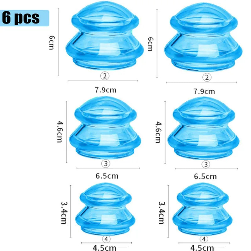 Professional Silicone Cupping Therapy Set for Body and Face - Anti-Cellulite Suction Massage Cups
