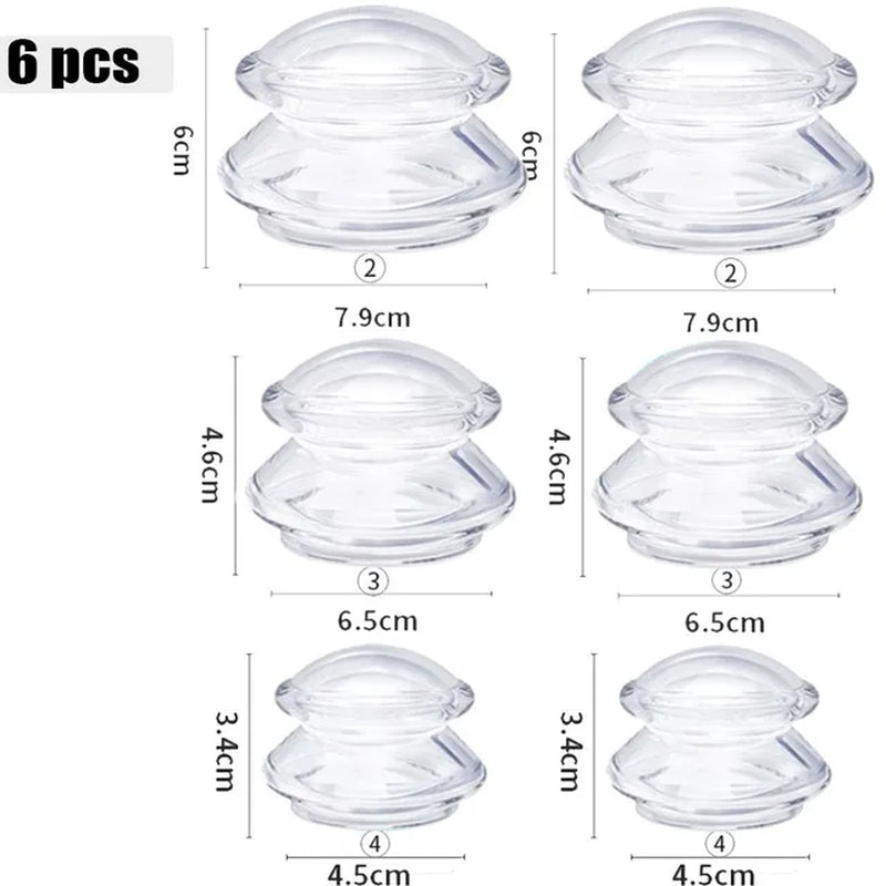 Professional Silicone Cupping Therapy Set for Body and Face - Anti-Cellulite Suction Massage Cups