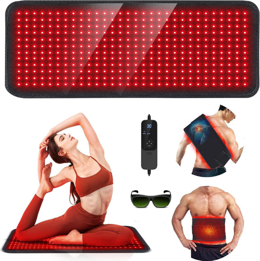 Red Light Therapy Mat with 360 LEDs, 31.5" x 11.8" Near Infrared Light Pad, 660Nm & 850Nm Light Blanket for Muscle Pain Relief in Back, Shoulders, and Waist, Featuring Smart Temperature Control and Timer, 60W