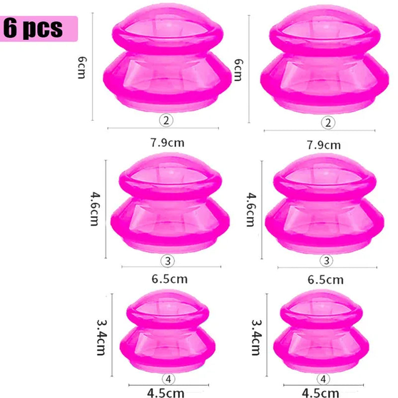 Professional Silicone Cupping Therapy Set for Body and Face - Anti-Cellulite Suction Massage Cups