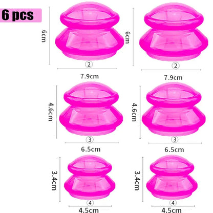 Professional Silicone Cupping Therapy Set for Body and Face - Anti-Cellulite Suction Massage Cups